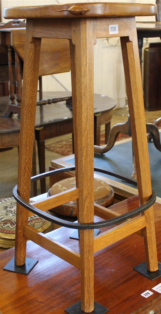 Mouseman oak pub stool